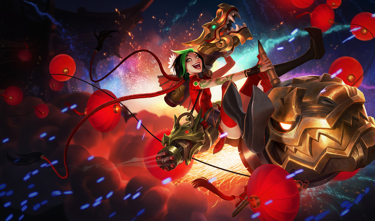 Tristana player Rocket Jumps to a level 1 pentakill in League of